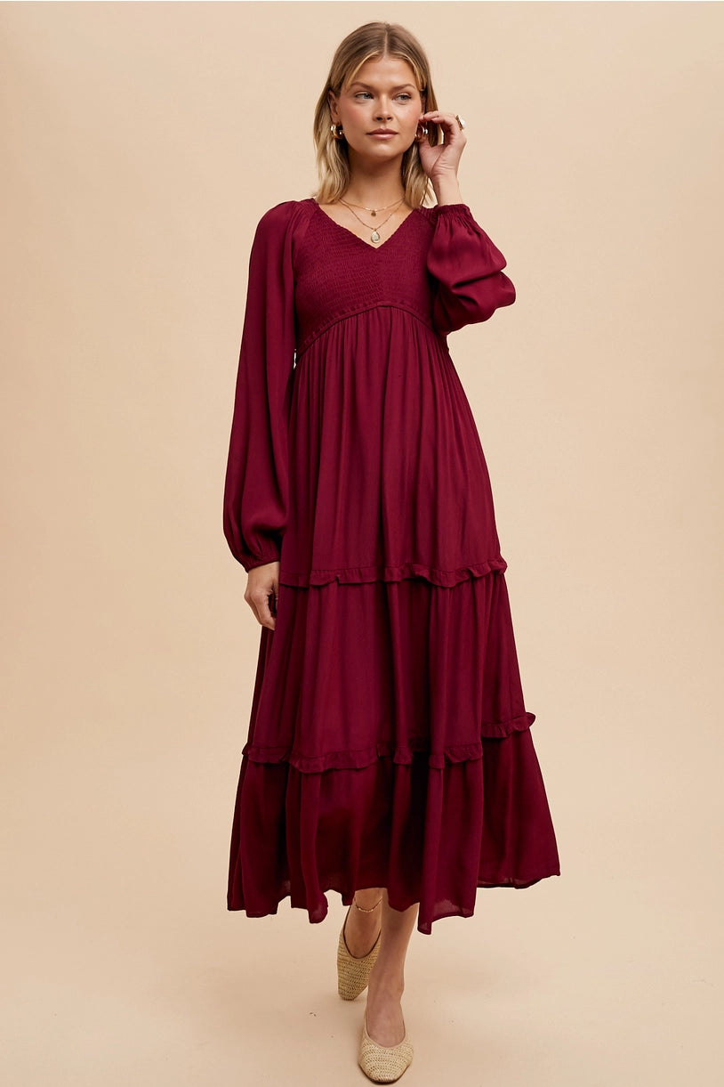 Smocked Ruffle Tiered Maxi Dress