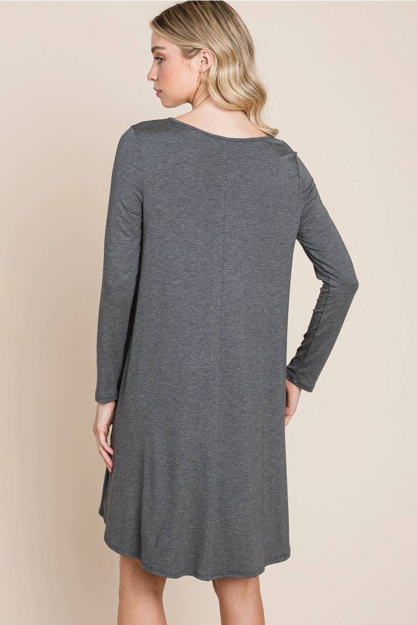 Solid Midi Dress - Charcoal