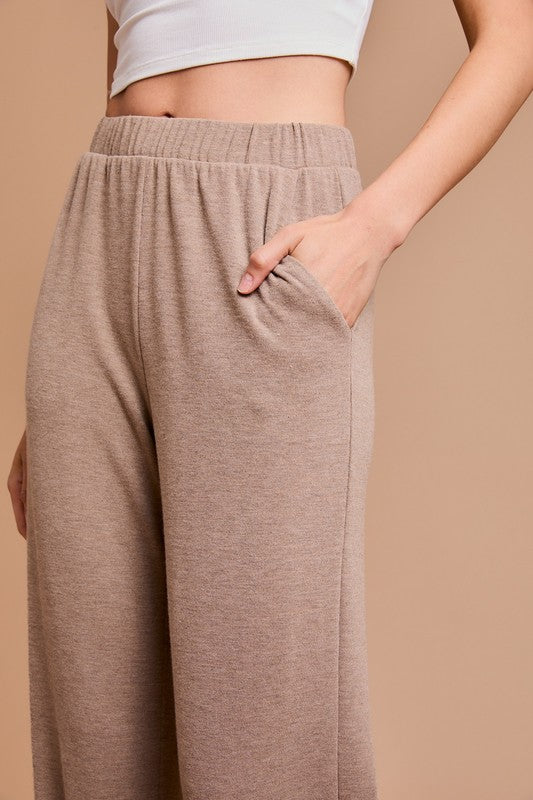 Naglan Long Sleeve Top and High Waist Pants - Camel