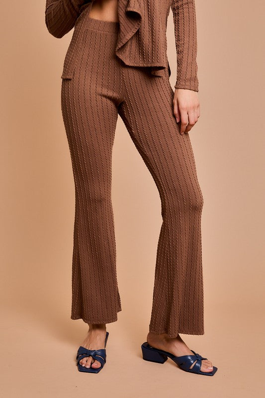 Side Slit Detail Top and High Waist Pants - Mocha