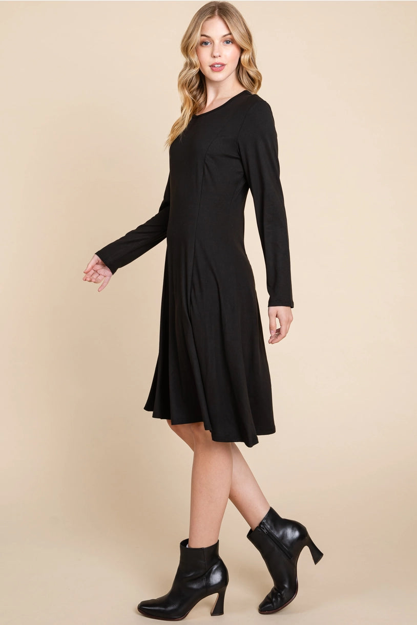 Solid Midi Dress - Black