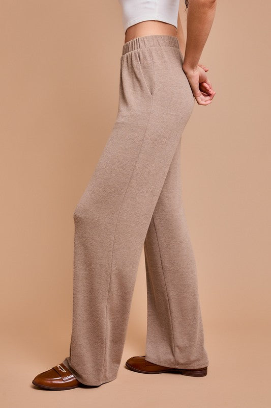 Naglan Long Sleeve Top and High Waist Pants - Camel