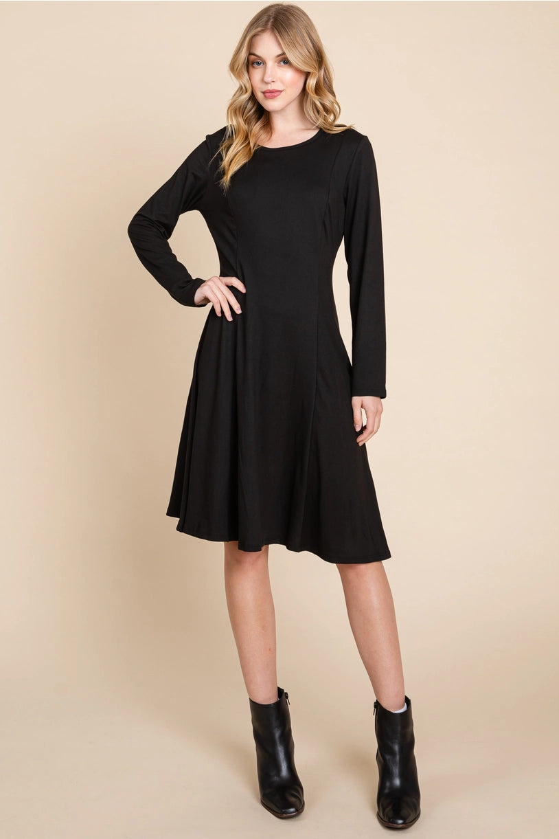 Solid Midi Dress - Black