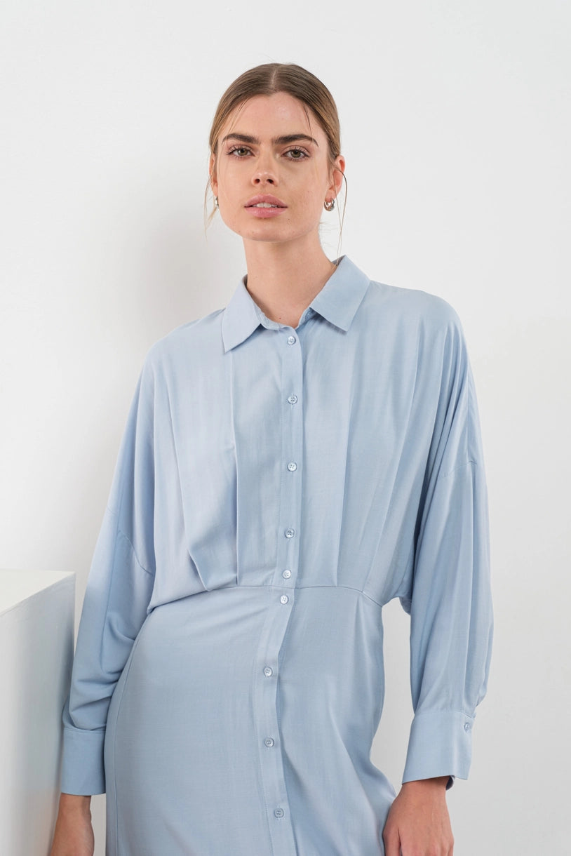 blue oversized shirt dress Phoebe Shirt Dress | Aqua Stripe