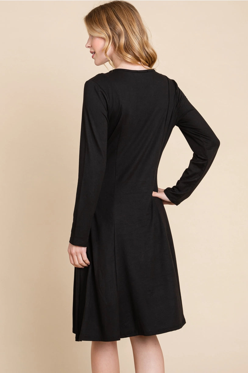 Solid Midi Dress - Black