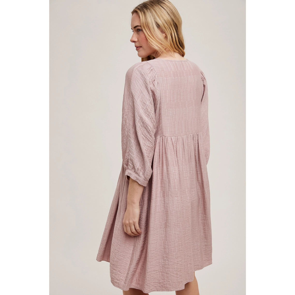 Texture Dolman Sleeve Mini Dress - Mauve