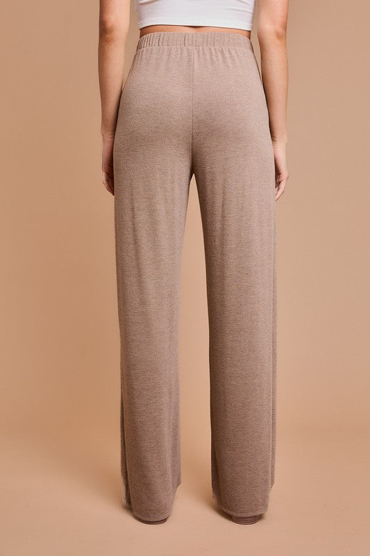 Naglan Long Sleeve Top and High Waist Pants - Camel